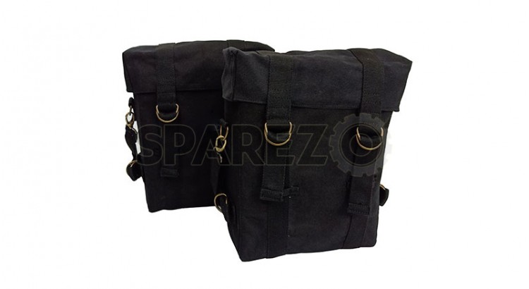 Royal Enfield Classic 350cc 500cc Black Color Military Pannier Bags - SPAREZO